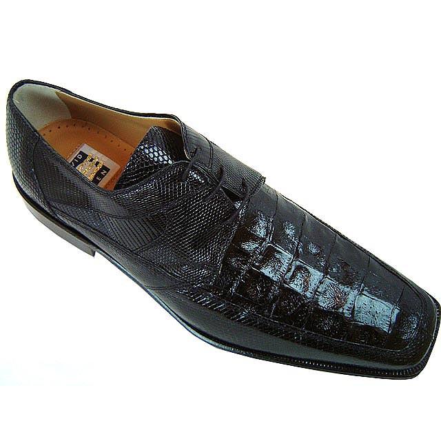 David Eden Turlock Black Hornback Crocodile/Lizard Shoes